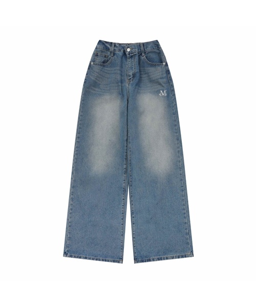 MUCENT(ムセント)の「マヨルカワイドデニム半バンディングウォッシングジーンズ 男女共用 (3カラー)(デニムパンツ・レディース・ライトグレー/ライトブルー/ブラック・SMALL/S/M/L/2XL/XL)」の3枚目の写真