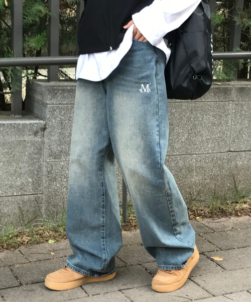 MUCENT(ムセント)の「マヨルカワイドデニム半バンディングウォッシングジーンズ 男女共用 (3カラー)(デニムパンツ・レディース・ライトグレー/ライトブルー/ブラック・SMALL/S/M/L/2XL/XL)」の10枚目の写真