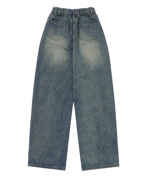 MUCENT(ムセント)の「マヨルカワイドデニム半バンディングウォッシングジーンズ 男女共用 (3カラー)(デニムパンツ・レディース・ライトグレー/ライトブルー/ブラック・SMALL/S/M/L/2XL/XL)」の13枚目の写真