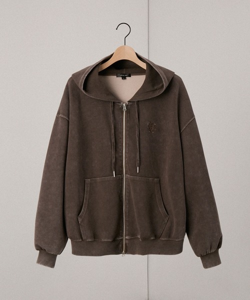 Alfred Alex（アルフレッドアレックス）の「【Alfred Alex】ヴィンテージ加工 グラデーション オーバーサイズ ダブルジップ ダンボール パーカー（パーカー・メンズ・グレー/グレー系/ブラック/ダークブラウン/ブラック系・M/L）」の11枚目の写真