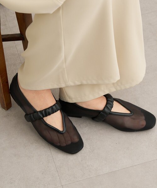 Omekashi（オメカシ）の「メッシュフラットシューズ（パンプス・レディース・ベージュ/ブラック・SMALL/MEDIUM/LARGE）」の2枚目の写真