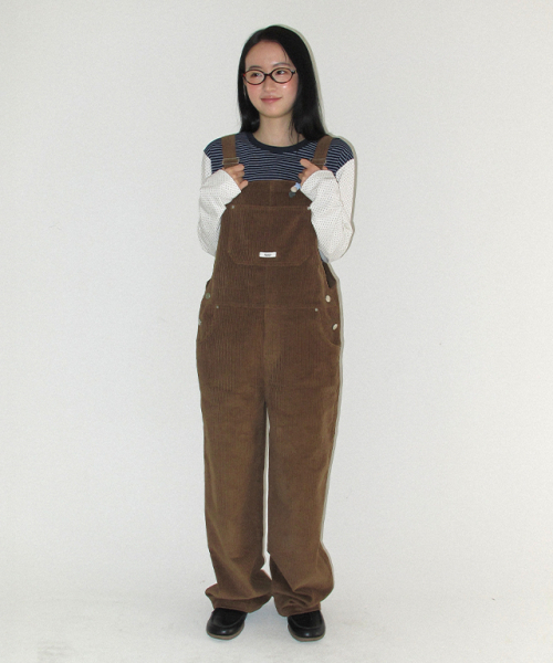 RONRON(ロンロン)の「BACK HEART POCKET CORDUROY OVERALLS BROWN(サロペット/オーバーオール・レディース・その他・FREE)」の1枚目の写真