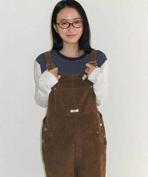 RONRON(ロンロン)の「BACK HEART POCKET CORDUROY OVERALLS BROWN(サロペット/オーバーオール・レディース・その他・FREE)」の2枚目の写真