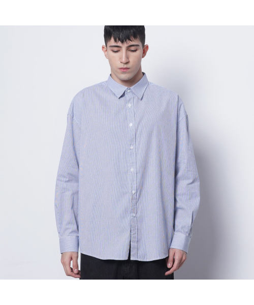 THE-ABON(エイボン)の「M421 stripe cotton over shirts blue(シャツ/ブラウス・メンズ・ブルー・FREE)」の3枚目の写真
