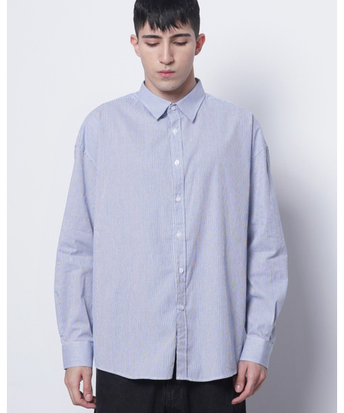 THE-ABON(エイボン)の「M421 stripe cotton over shirts blue(シャツ/ブラウス・メンズ・ブルー・FREE)」の4枚目の写真