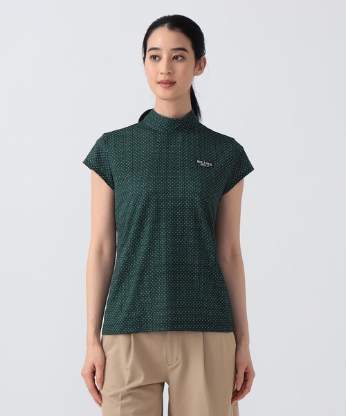 BEAMS GOLF（ビームスゴルフ）の「PURPLE LABEL / ドット柄 モックネックシャツ（Tシャツ/カットソー・レディース・ネイビー/グリーン・MEDIUM/SMALL/LARGE）」の5枚目の写真