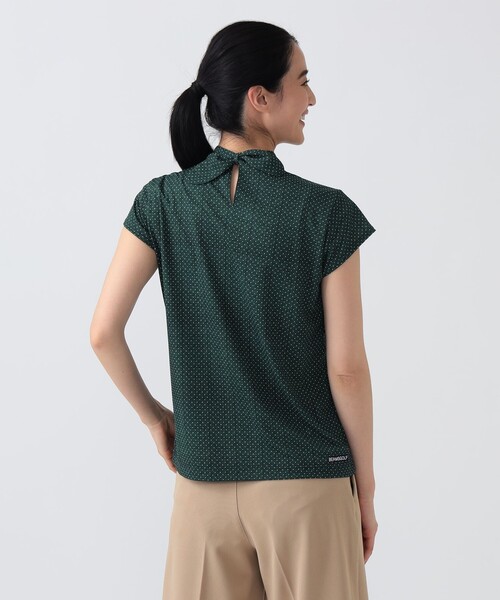 BEAMS GOLF（ビームスゴルフ）の「PURPLE LABEL / ドット柄 モックネックシャツ（Tシャツ/カットソー・レディース・ネイビー/グリーン・MEDIUM/SMALL/LARGE）」の6枚目の写真