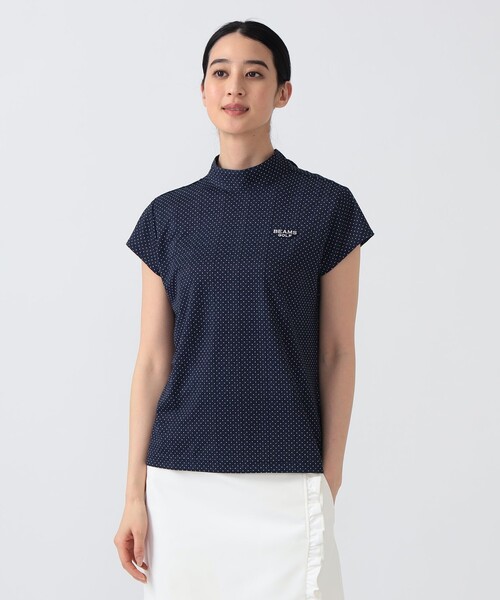 BEAMS GOLF（ビームスゴルフ）の「PURPLE LABEL / ドット柄 モックネックシャツ（Tシャツ/カットソー・レディース・ネイビー/グリーン・MEDIUM/SMALL/LARGE）」の9枚目の写真