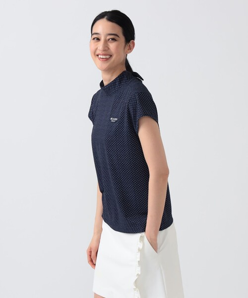 BEAMS GOLF（ビームスゴルフ）の「PURPLE LABEL / ドット柄 モックネックシャツ（Tシャツ/カットソー・レディース・ネイビー/グリーン・MEDIUM/SMALL/LARGE）」の10枚目の写真