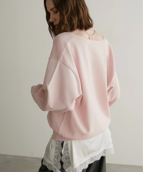 LOSCa（ロスカ）の「深Vネックブラウジングニット（ニット/セーター・レディース・ブラック/グリーン/ピンク・FREE）」の8枚目の写真