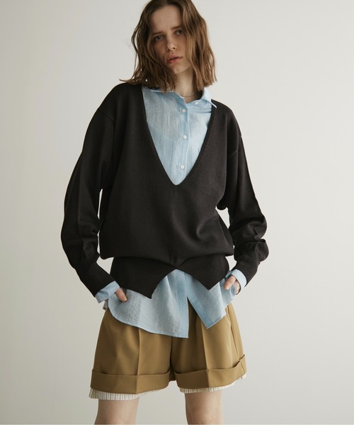 LOSCa（ロスカ）の「深Vネックブラウジングニット（ニット/セーター・レディース・ブラック/グリーン/ピンク・FREE）」の22枚目の写真