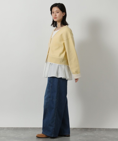 LAKOLE（ラコレ）の「配色Vネックカーディガン / 648319（カーディガン/ボレロ・レディース・イエロー/ベージュ/グレー/ブラック・FREE）」の8枚目の写真