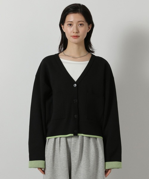 LAKOLE（ラコレ）の「配色Vネックカーディガン / 648319（カーディガン/ボレロ・レディース・イエロー/ベージュ/グレー/ブラック・FREE）」の13枚目の写真