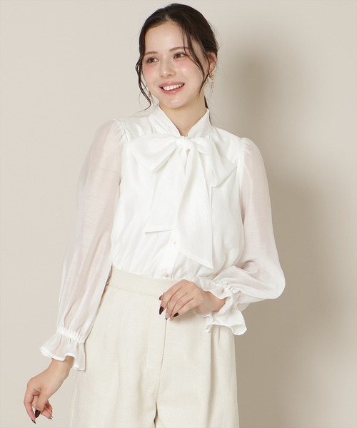 WILLSELECTION（ウィルセレクション）の「フリルスリーブシアーボウタイブラウス（シャツ/ブラウス・レディース・ピンク/オフホワイト/ラベンダー・FREE）」の4枚目の写真