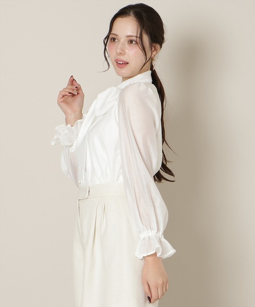 WILLSELECTION（ウィルセレクション）の「フリルスリーブシアーボウタイブラウス（シャツ/ブラウス・レディース・ピンク/オフホワイト/ラベンダー・FREE）」の5枚目の写真