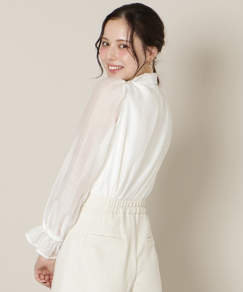 WILLSELECTION（ウィルセレクション）の「フリルスリーブシアーボウタイブラウス（シャツ/ブラウス・レディース・ピンク/オフホワイト/ラベンダー・FREE）」の6枚目の写真