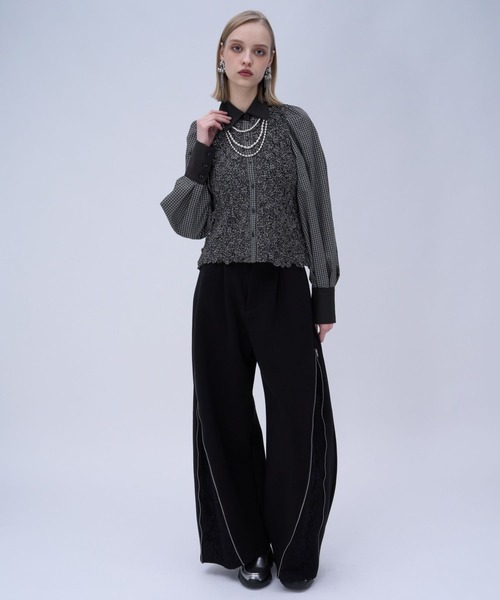 HARE（ハレ）の「チェックシャーリングシャツ(HARE)（シャツ/ブラウス・レディース・ホワイト/ブラック・FREE）」の5枚目の写真