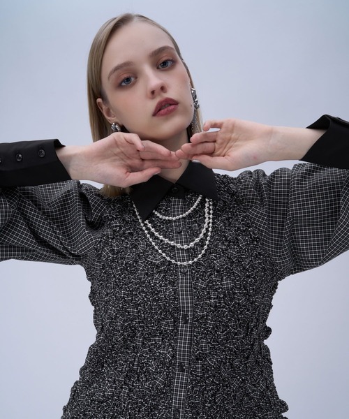 HARE（ハレ）の「チェックシャーリングシャツ(HARE)（シャツ/ブラウス・レディース・ホワイト/ブラック・FREE）」の13枚目の写真