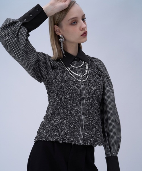 HARE（ハレ）の「チェックシャーリングシャツ(HARE)（シャツ/ブラウス・レディース・ホワイト/ブラック・FREE）」の15枚目の写真