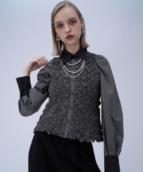 HARE（ハレ）の「チェックシャーリングシャツ(HARE)（シャツ/ブラウス・レディース・ホワイト/ブラック・FREE）」の16枚目の写真