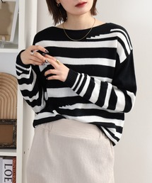 je crois soi ボートネック ボーダーニット