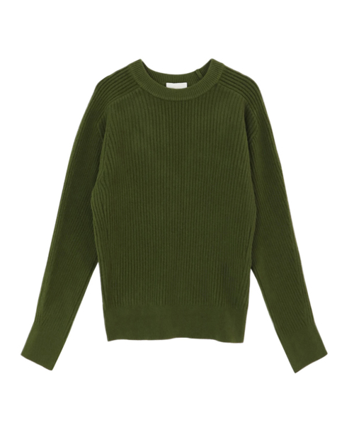 VASCARA(バスカラ)の「Ribbed Round neck Knitwear (5colors)(ニット/セーター・レディース・カーキ/アイボリー/ブラック/グレー/ライトブラウン・FREE)」の7枚目の写真
