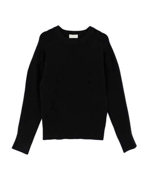 VASCARA(バスカラ)の「Ribbed Round neck Knitwear (5colors)(ニット/セーター・レディース・カーキ/アイボリー/ブラック/グレー/ライトブラウン・FREE)」の9枚目の写真