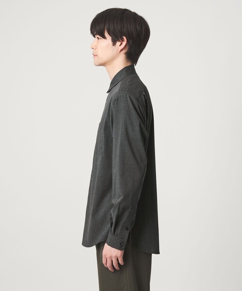 green label relaxing(グリーンレーベルリラクシング)の「【WEB限定】JUST fit ウールライク シャツ -横ストレッチ-(シャツ/ブラウス・メンズ・モカ/ダークグレー/ブラック・S/L/M/XL)」の10枚目の写真