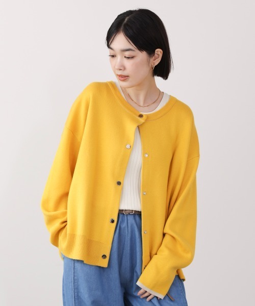 Bou Jeloud(ブージュルード)の「ダブルフェイス配色ニットカーディガン(カーディガン/ボレロ・レディース・ブラック/イエロー/ベージュ・FREE)」の3枚目の写真