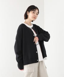 ダブルフェイス配色ニットカーディガン