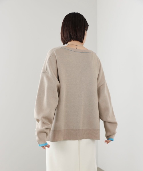 Bou Jeloud(ブージュルード)の「ダブルフェイス配色ニットカーディガン(カーディガン/ボレロ・レディース・ブラック/イエロー/ベージュ・FREE)」の6枚目の写真