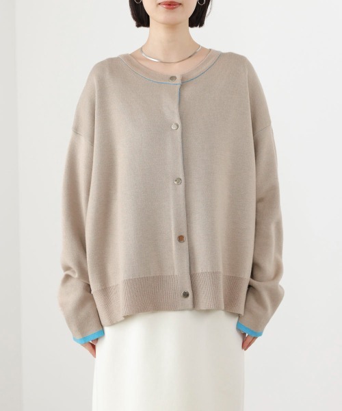 Bou Jeloud(ブージュルード)の「ダブルフェイス配色ニットカーディガン(カーディガン/ボレロ・レディース・ブラック/イエロー/ベージュ・FREE)」の8枚目の写真