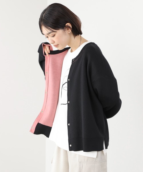 Bou Jeloud(ブージュルード)の「ダブルフェイス配色ニットカーディガン(カーディガン/ボレロ・レディース・ブラック/イエロー/ベージュ・FREE)」の16枚目の写真