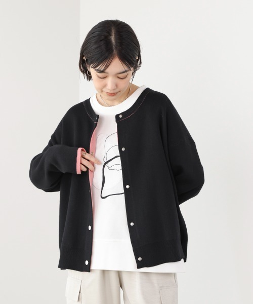 Bou Jeloud(ブージュルード)の「ダブルフェイス配色ニットカーディガン(カーディガン/ボレロ・レディース・ブラック/イエロー/ベージュ・FREE)」の19枚目の写真