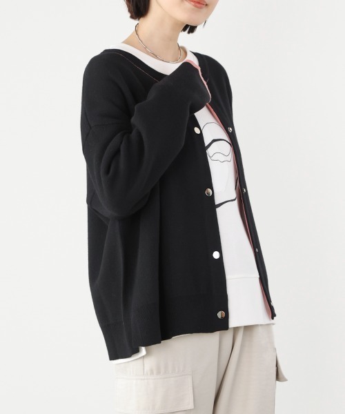 Bou Jeloud(ブージュルード)の「ダブルフェイス配色ニットカーディガン(カーディガン/ボレロ・レディース・ブラック/イエロー/ベージュ・FREE)」の21枚目の写真