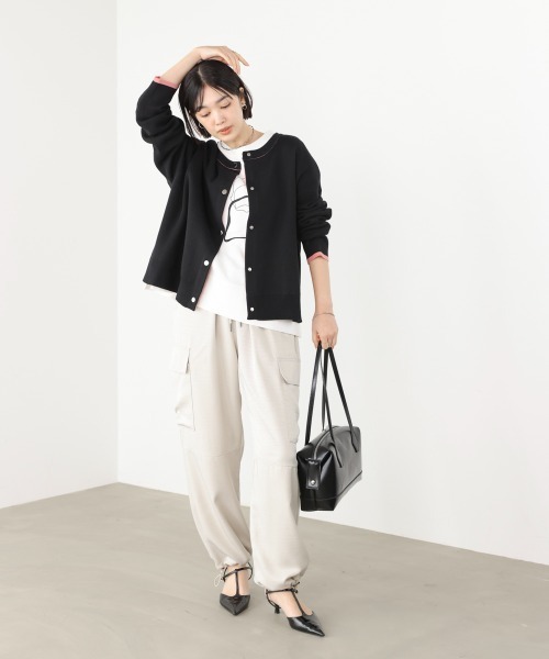 Bou Jeloud(ブージュルード)の「ダブルフェイス配色ニットカーディガン(カーディガン/ボレロ・レディース・ブラック/イエロー/ベージュ・FREE)」の22枚目の写真