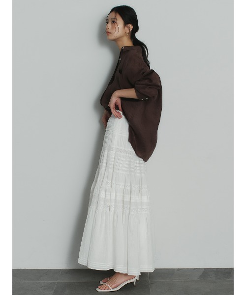 anuans(アニュアンス)の「レースパネルティアードスカート(スカート・レディース・ホワイト/ブラック・MEDIUM/SMALL)」の3枚目の写真