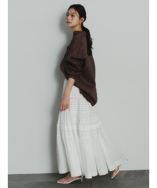 anuans(アニュアンス)の「レースパネルティアードスカート(スカート・レディース・ホワイト/ブラック・MEDIUM/SMALL)」の4枚目の写真