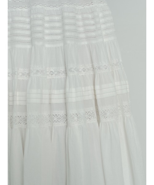 anuans(アニュアンス)の「レースパネルティアードスカート(スカート・レディース・ホワイト/ブラック・MEDIUM/SMALL)」の7枚目の写真