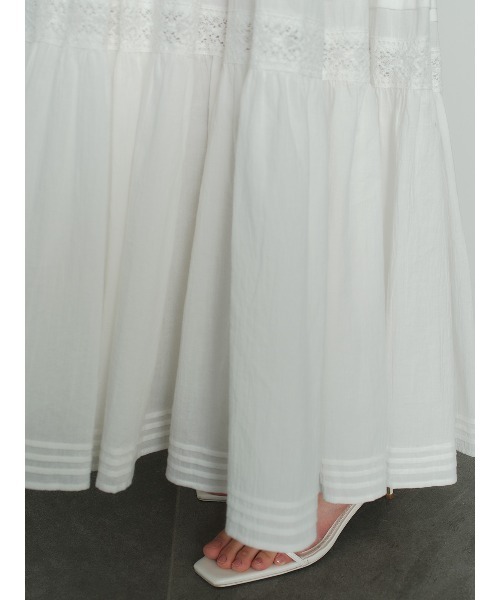 anuans(アニュアンス)の「レースパネルティアードスカート(スカート・レディース・ホワイト/ブラック・MEDIUM/SMALL)」の8枚目の写真