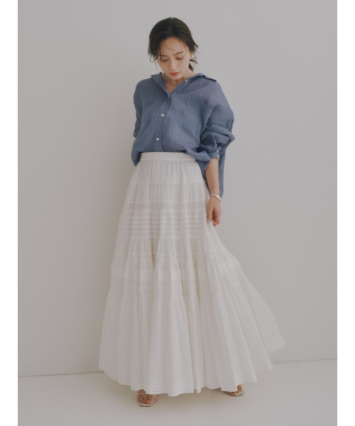 anuans(アニュアンス)の「レースパネルティアードスカート(スカート・レディース・ホワイト/ブラック・MEDIUM/SMALL)」の11枚目の写真