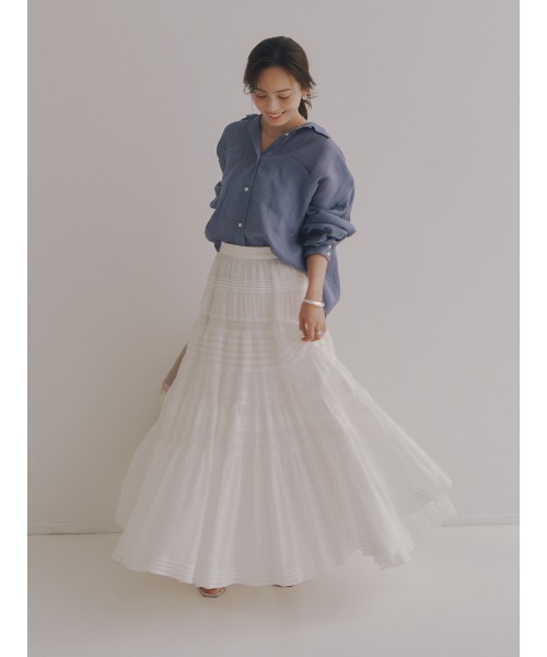 anuans(アニュアンス)の「レースパネルティアードスカート(スカート・レディース・ホワイト/ブラック・MEDIUM/SMALL)」の13枚目の写真