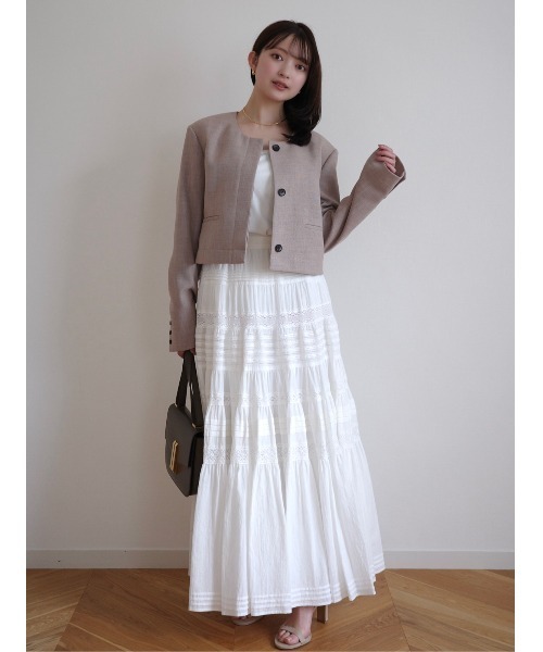 anuans(アニュアンス)の「レースパネルティアードスカート(スカート・レディース・ホワイト/ブラック・MEDIUM/SMALL)」の16枚目の写真