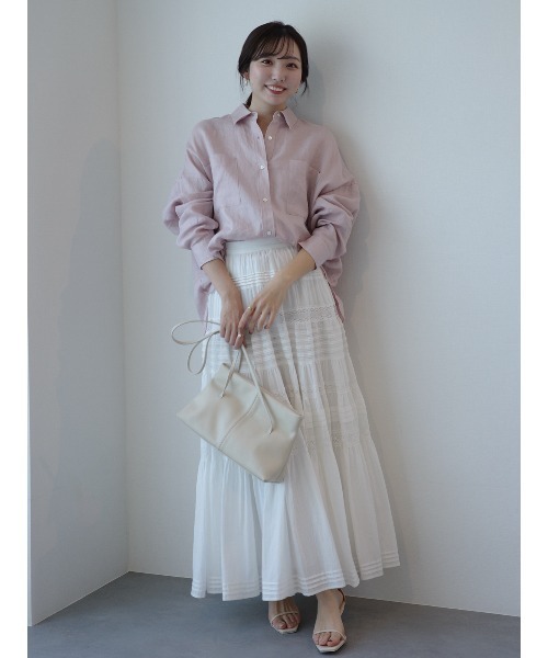 anuans(アニュアンス)の「レースパネルティアードスカート(スカート・レディース・ホワイト/ブラック・MEDIUM/SMALL)」の19枚目の写真