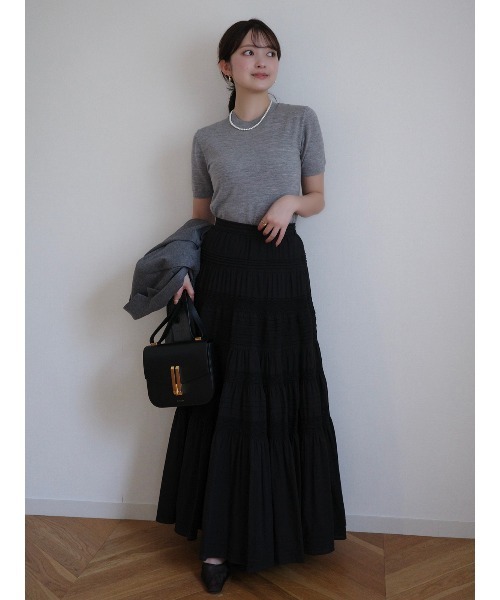 anuans(アニュアンス)の「レースパネルティアードスカート(スカート・レディース・ホワイト/ブラック・MEDIUM/SMALL)」の21枚目の写真