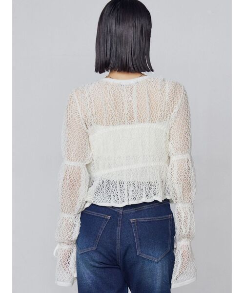 EMODA(エモダ)の「2WAYギャザーリボンニット(ニット/セーター・レディース・ブルー/アイボリー/ブラック・FREE)」の13枚目の写真