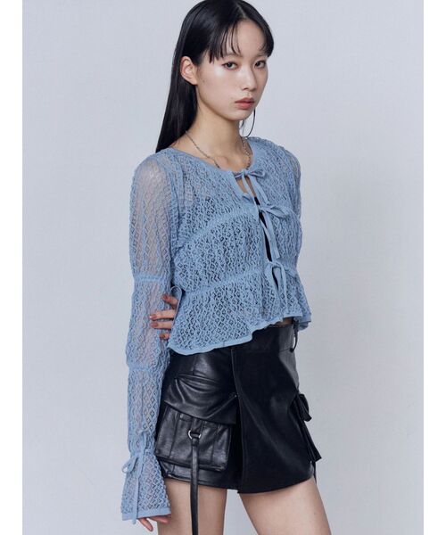 EMODA(エモダ)の「2WAYギャザーリボンニット(ニット/セーター・レディース・ブルー/アイボリー/ブラック・FREE)」の18枚目の写真