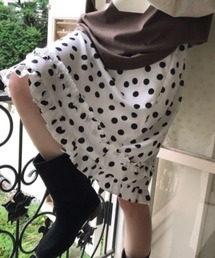YUGA_YGMC Korean-style polka dot tiered ruffle skirt