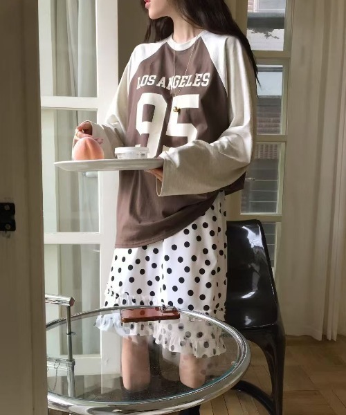 FREE STYLISTS(フリー スタイリスト)の「YUGA_YGMC Korean-style polka dot tiered ruffle skirt(スカート・レディース・ホワイト/ブラック・FREE)」の11枚目の写真