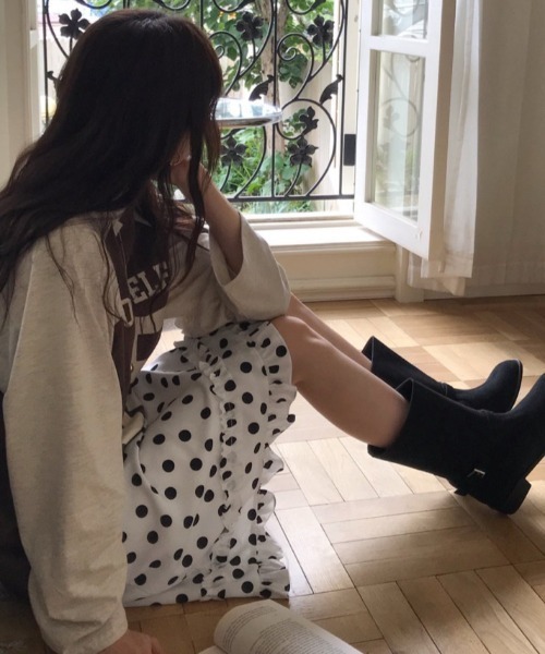 FREE STYLISTS(フリー スタイリスト)の「YUGA_YGMC Korean-style polka dot tiered ruffle skirt(スカート・レディース・ホワイト/ブラック・FREE)」の15枚目の写真